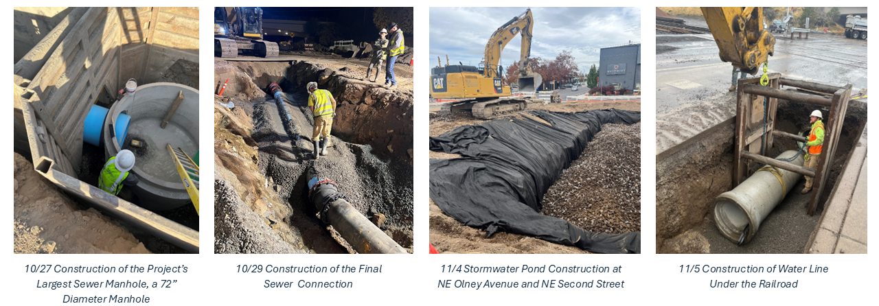 four images of sewer, water and stormwater construction