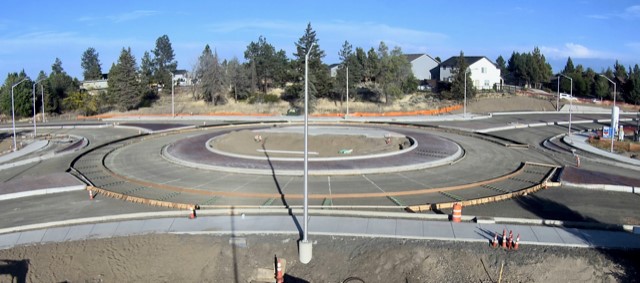 A photo of the Butler Market Road & 27th Street roundabout construction.