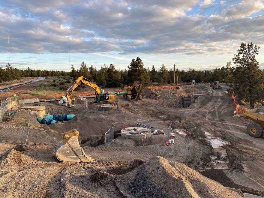 A photo of the diversion manhole construction site near Pioneer Loop and the North Unit Main Canal.