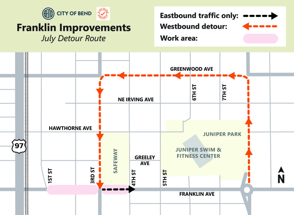 El desvío incluye la calle 8, la avenida Greenwood y la calle 3