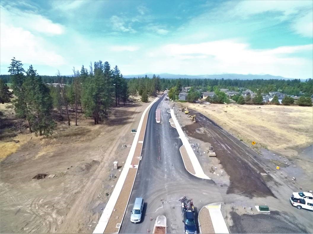 An aerial photo of Murphy Road looking east towards Country Club Drive.