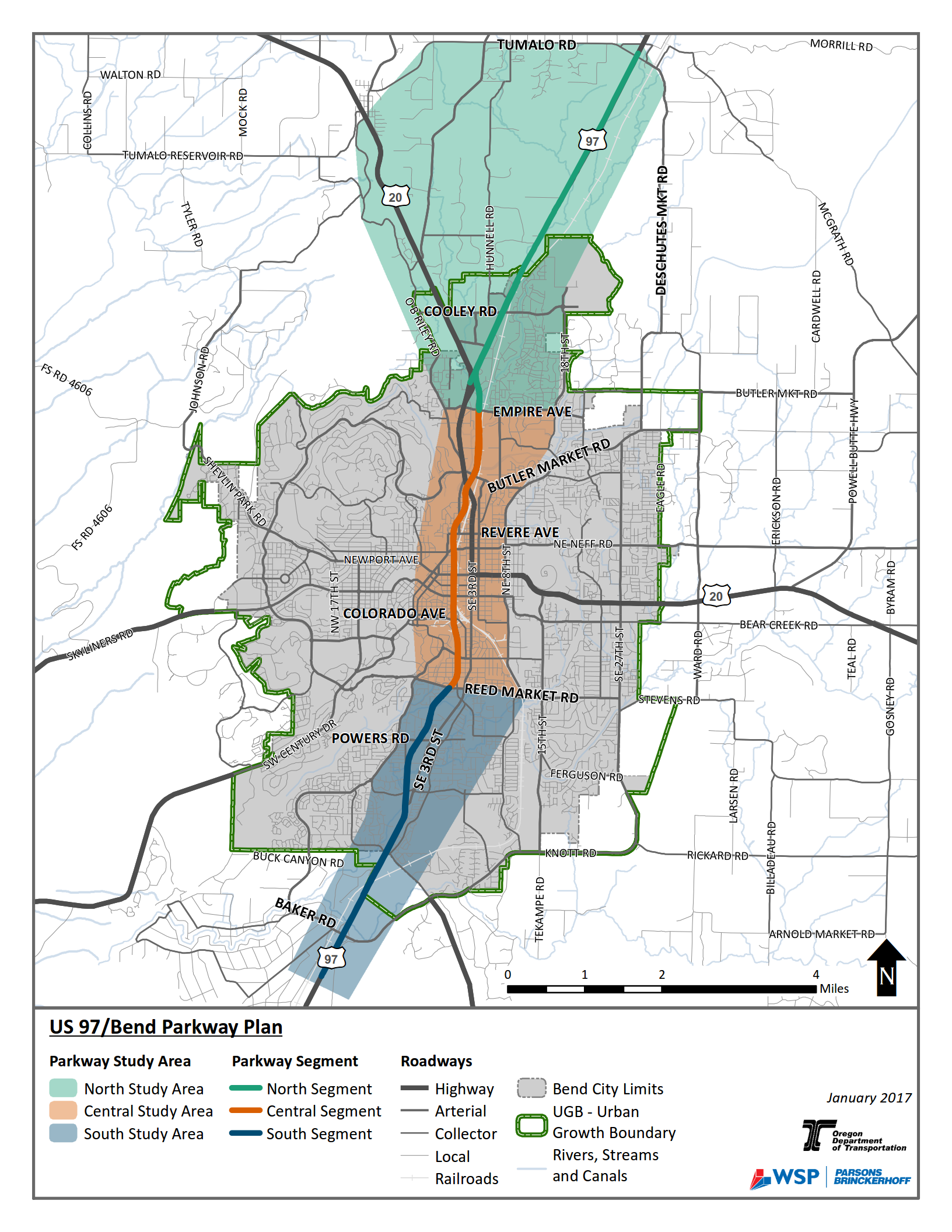 Map of Bend Parkway Plan Study Area