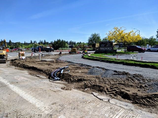 A photo of the path prepared for forming where the new concrete will be poured for a new sidewalk.