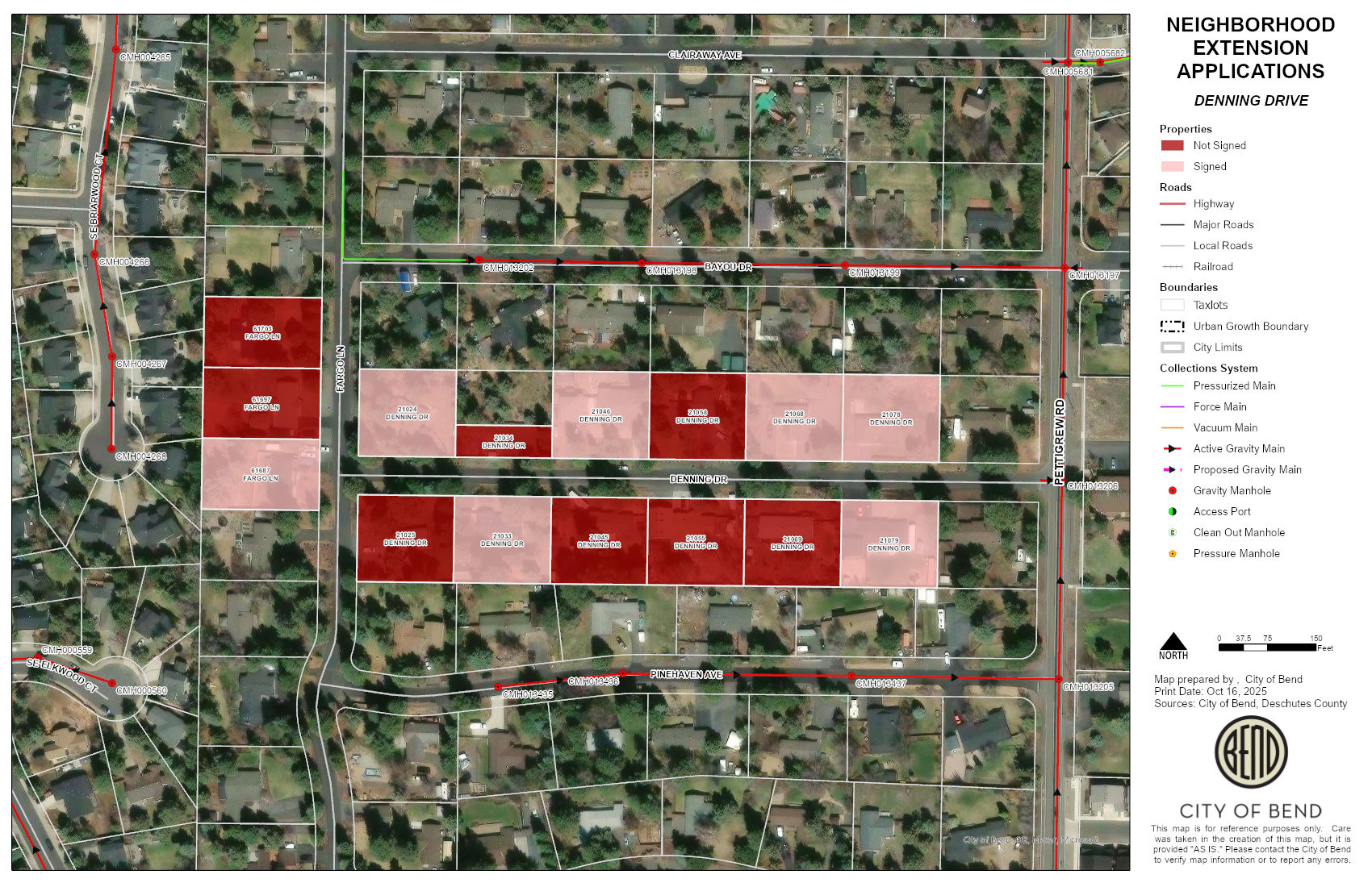 Map of Denning Drive lots highlighted