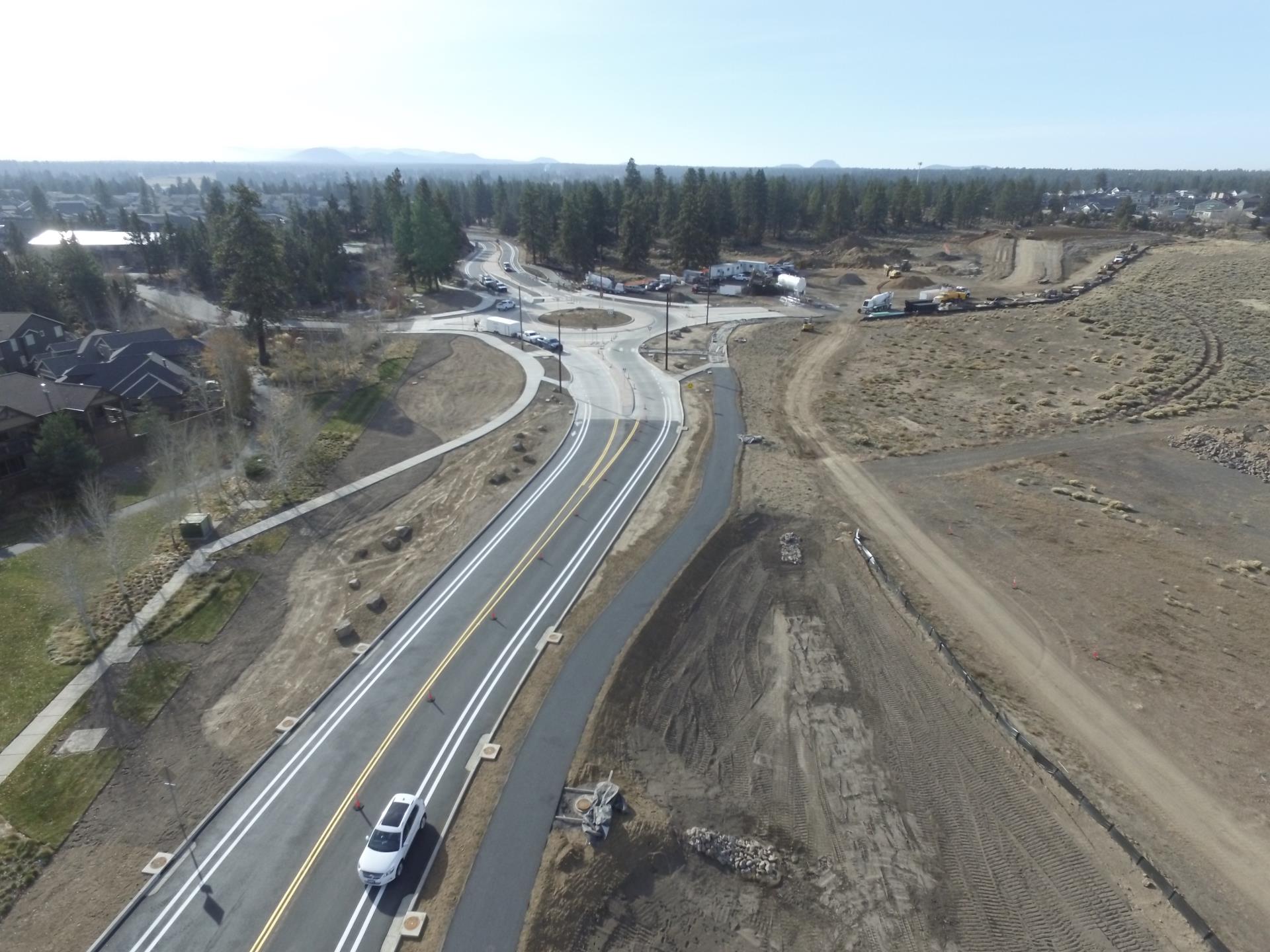 Aerial image of the 15th Street & Murphy Road roundabout looking South