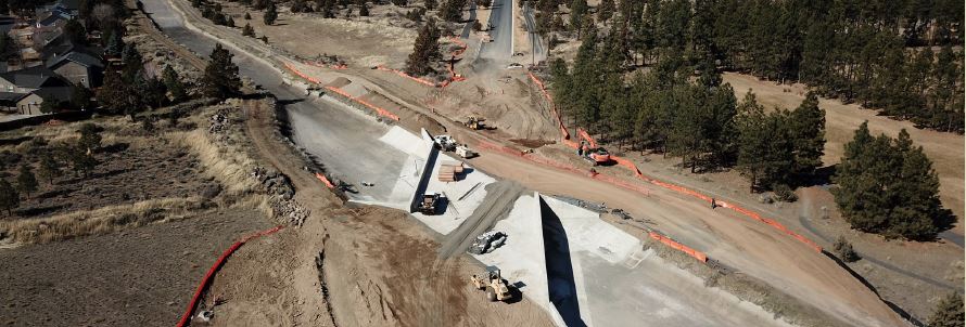 An aerial photo of the Empire Corridor Improvements Project Empire canal crossing structure.