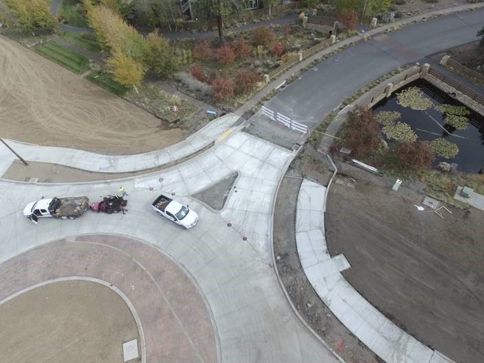 Aerial photo of the East leg roundabout connection at Golden Gate Place.