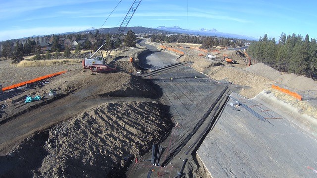 Aerial photo of the Empire Ave bridge construction