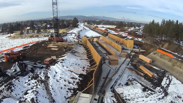Marcum and Sons construction crews at work on the Empire Avenue crossing structure