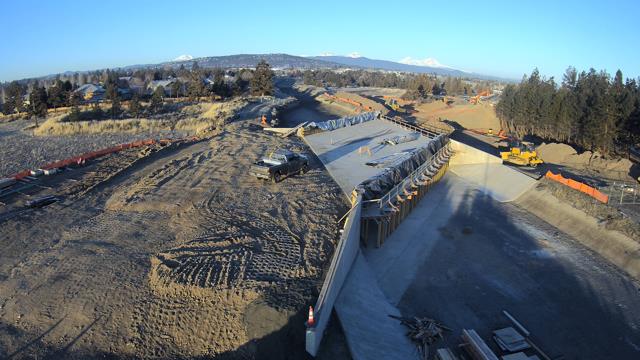 A photo of the Empire Crossing Structure in construction.