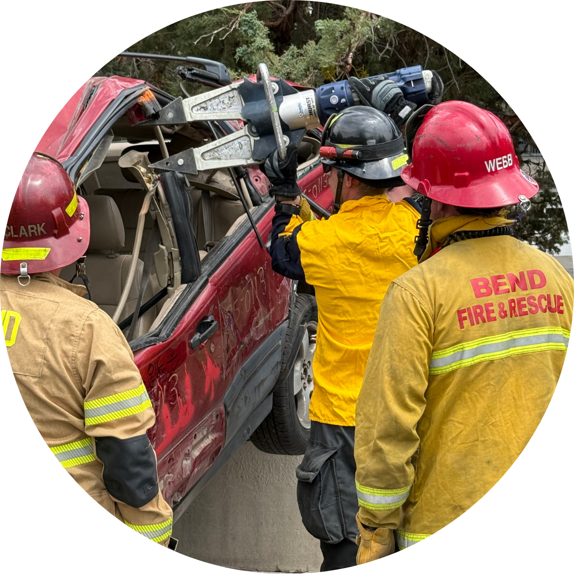 Firefighter cuts open car in training