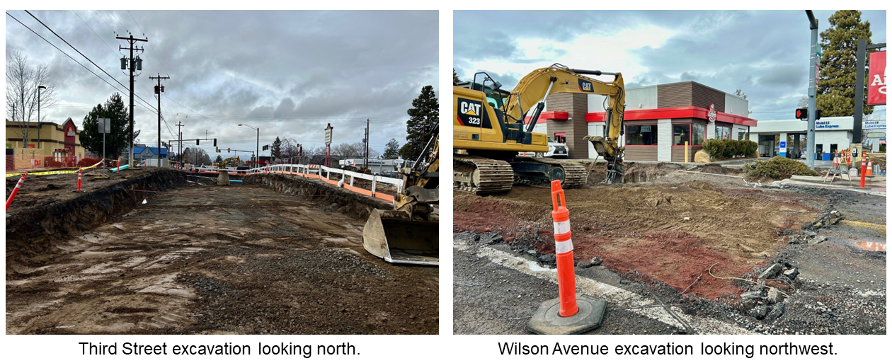 Roadway excavation on Wilson and Third