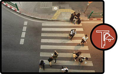 Image and icon depicting improved street lighting.