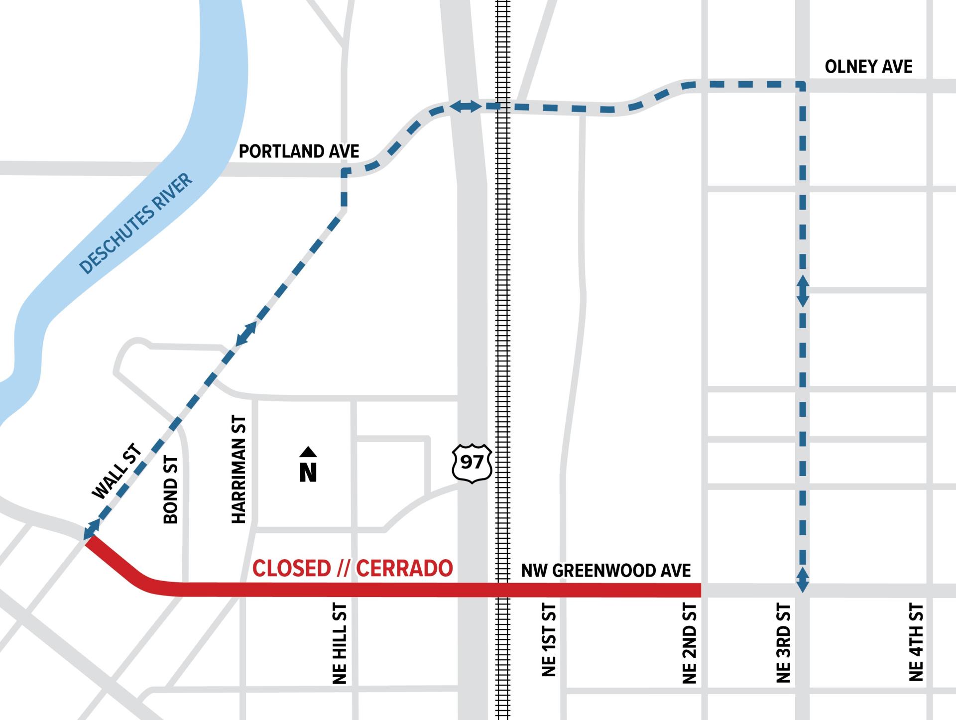 Greenwood 48hr detour includes Wall Street, Olney Avenue and Third Street
