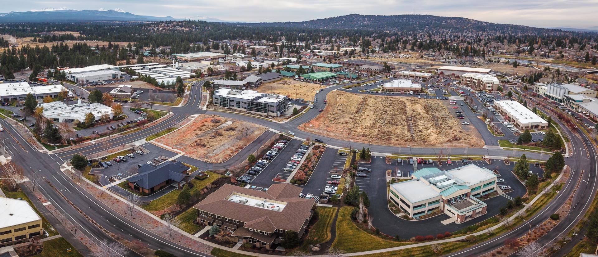 Bend's innovation district, as seen from the air.