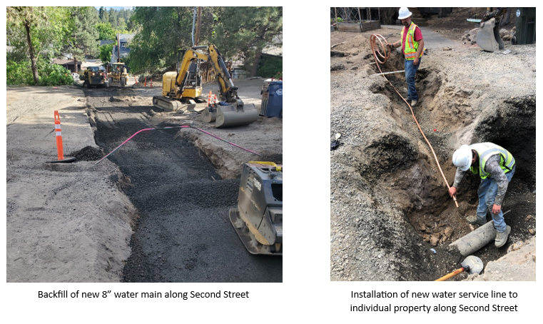 Backfill of new eight inch water main and Installation of new water service line along Second Street    