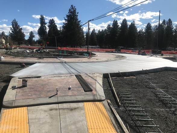 A photo of the Murphy Corridor Improvements Project roudabout construction progress.