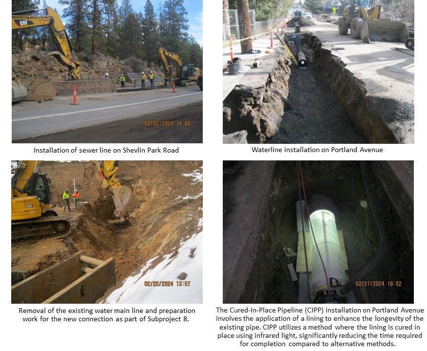 Construction areas include old pipe removal and cured in place pipe improvements