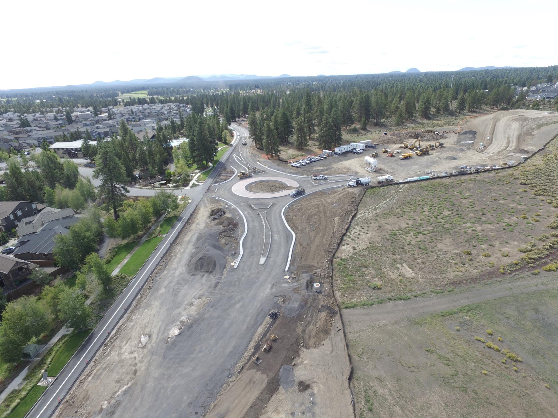 Aerial photo of the 15th Street roundabout construction