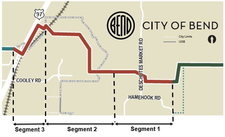 An exhibit depicting the approximate boundaries in correlation with Phase II, Segments 1-3.