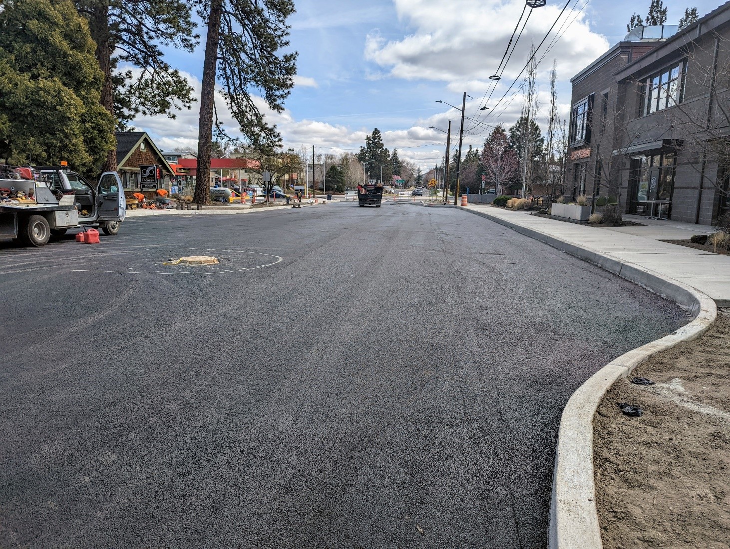 A photo of the asphalt work on Segment 2A of the Newport Corridor.