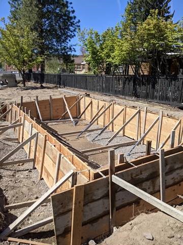 A photo of forms placed for the planter walls.