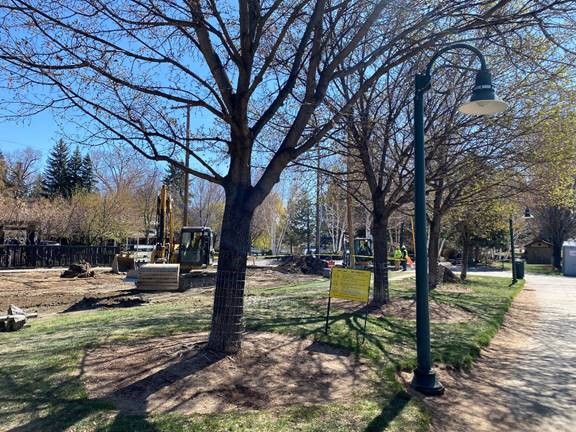 A photo of sormwater work beginning near Harmon Park.