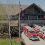 Fire station with Engine, Ladder Truck, and Ambulance