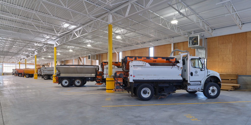 Large equipment in the Operations Building at the Public Works Campus.