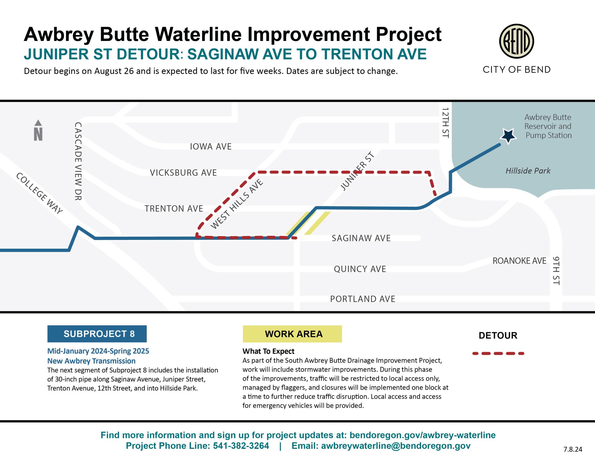 Juniper St Detour: Saginaw to Trenton begins August 6 expected to last 5 weeks