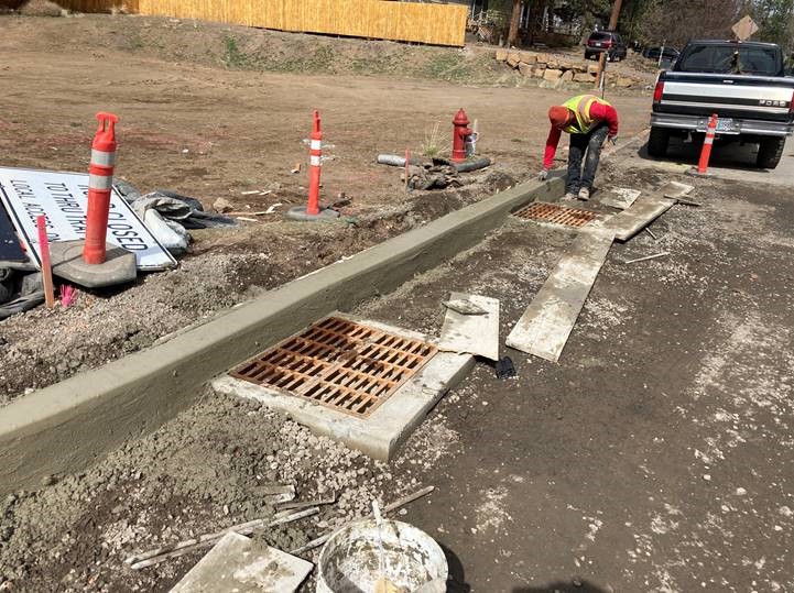 A photo of the new curbs and catch basins along Ridge Dr.