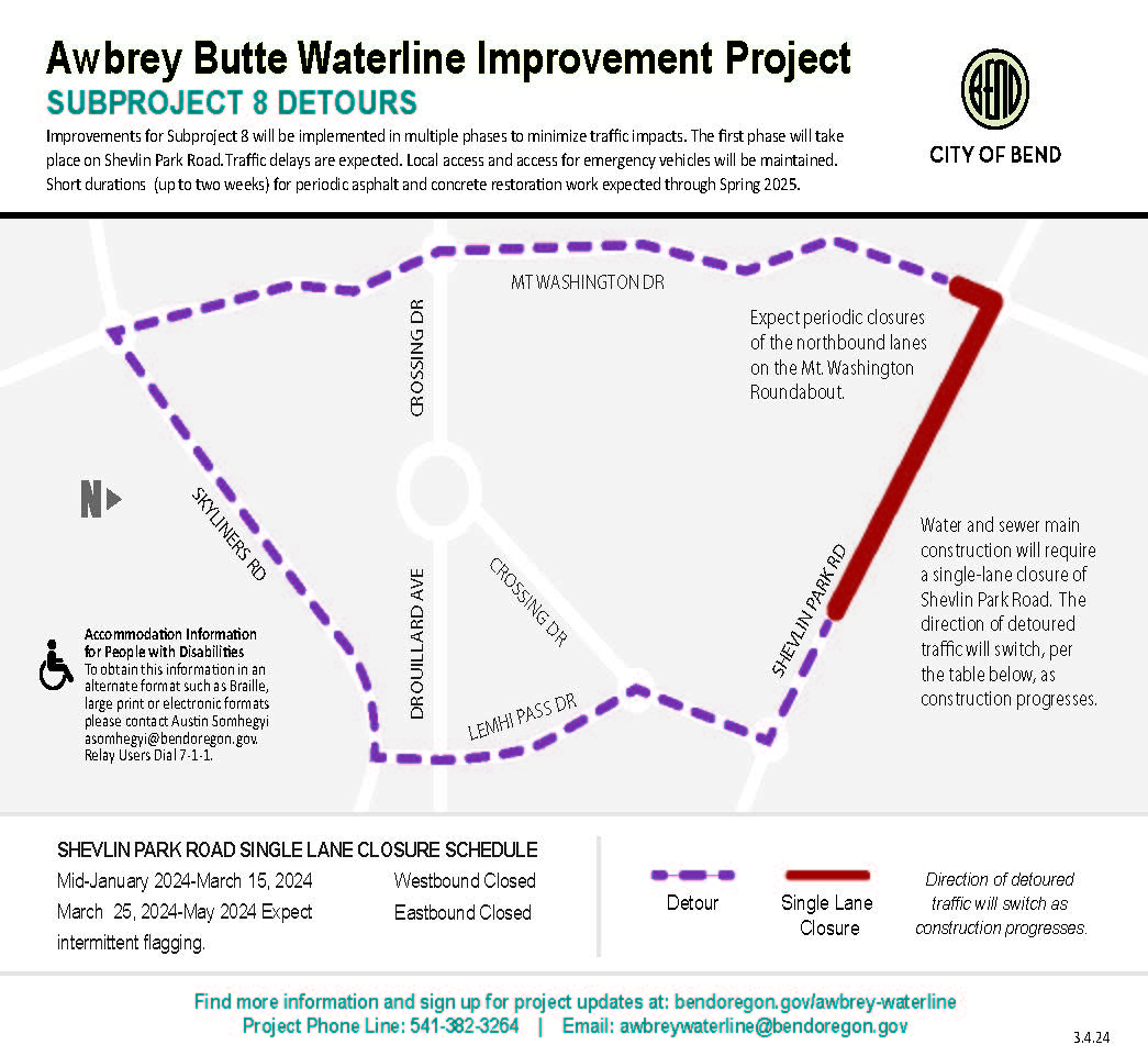 Shevlin Park Road detour