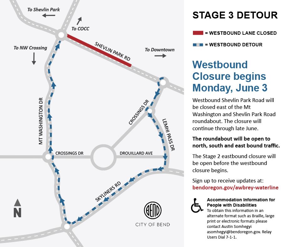 Detour includes Lemhi Pass Dr, Skyliners Rd, and Mt Washington Dr,