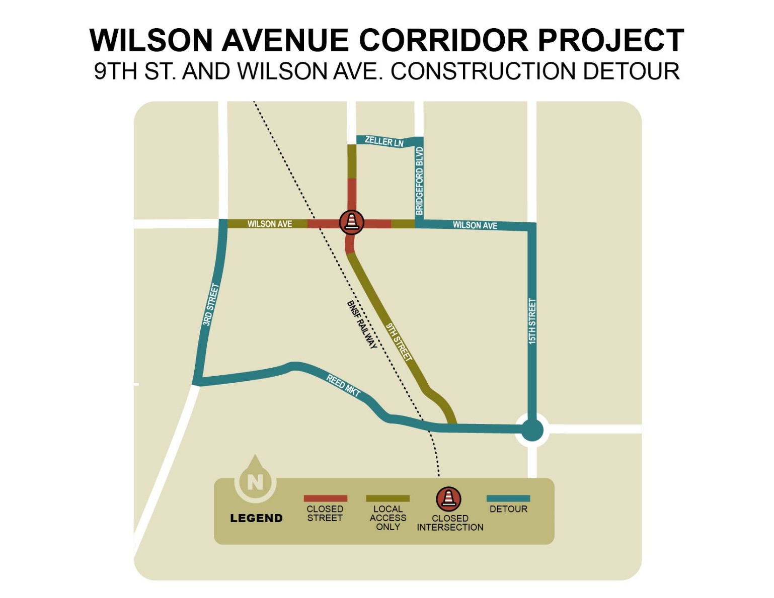 Wilson 9th Closure detour 3/3/22