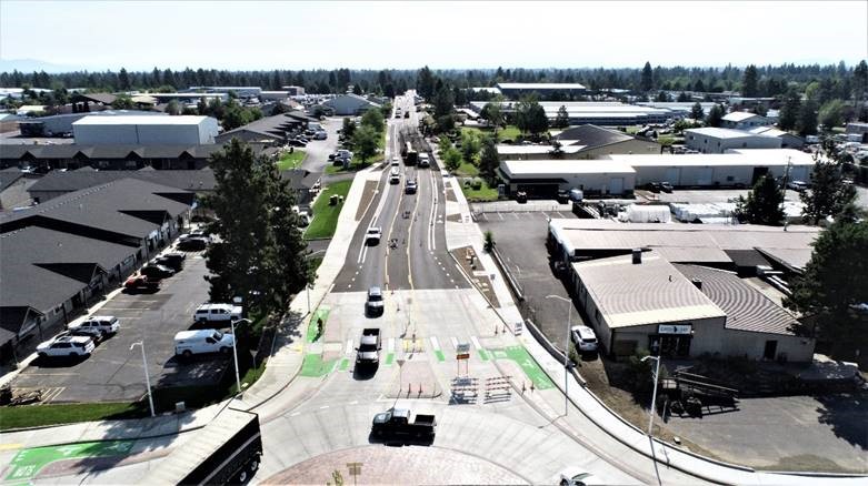 An aerial photo over Wilson Avenue, looking east toward 15th Street.