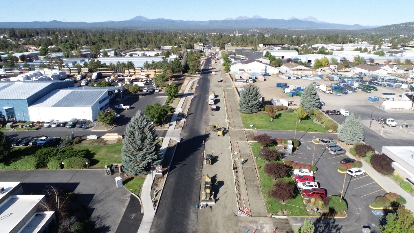 An aerial photo of Wilson Avenue looking west.