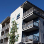 Exterior of apartment complex.