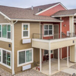 Exterior of apartment complex.