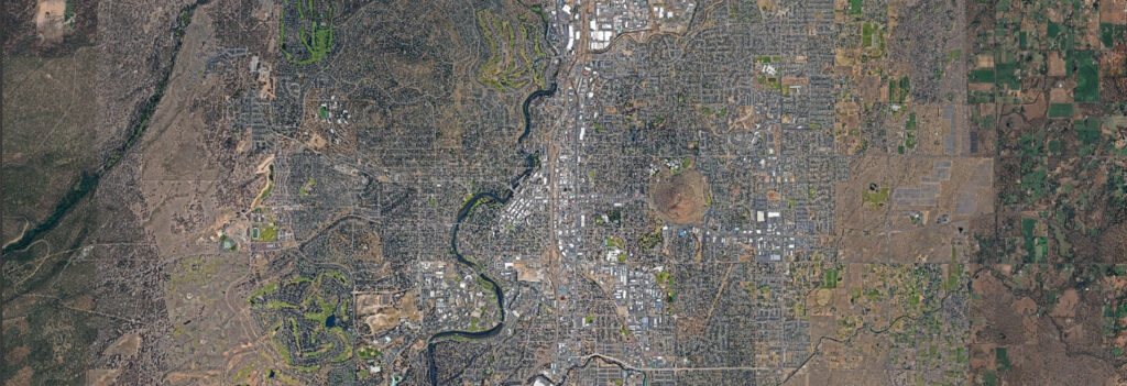Satellite view of the City of Bend