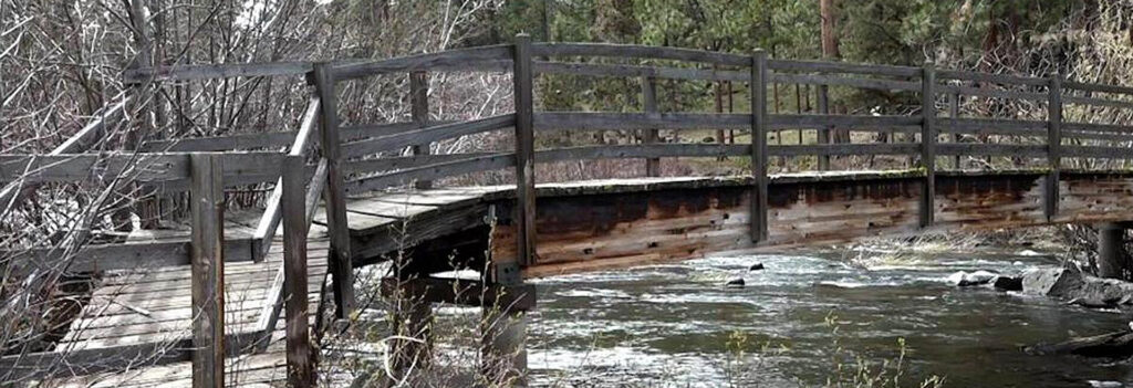 Decaying bridge spanning the Deschutes River.