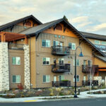 Exterior of apartment complex.