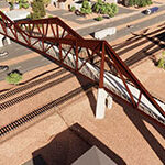 Rendering of the bridge design featuring trusses in the shape of three mountains.