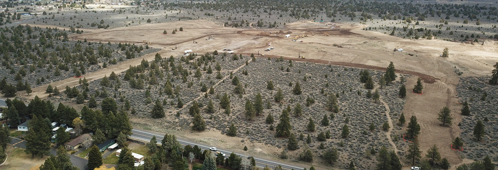 Overhead shot of undeveloped land east of Bend, sagebrush and juniper tress cover the landscape