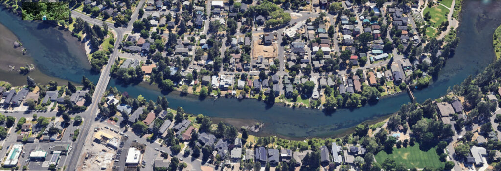Satellite view of the project area in central Bend.