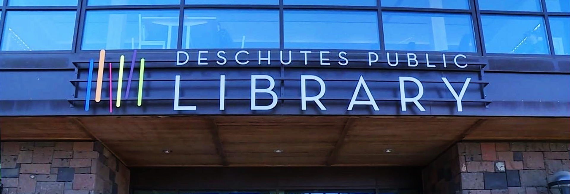 Permanent sign for Deschutes Public Library