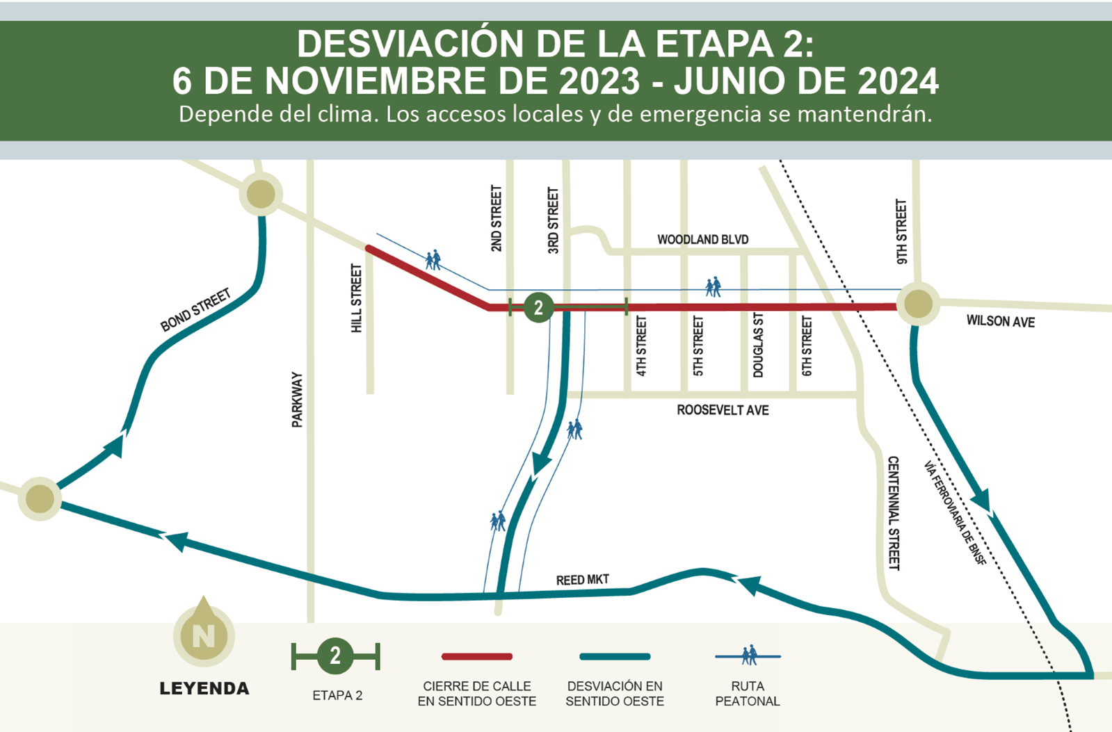 Detour beginning Nov. 6, 2023 - Westbound Wilson Aveenue will be closed to traffic between Ninth Street and Hill Street