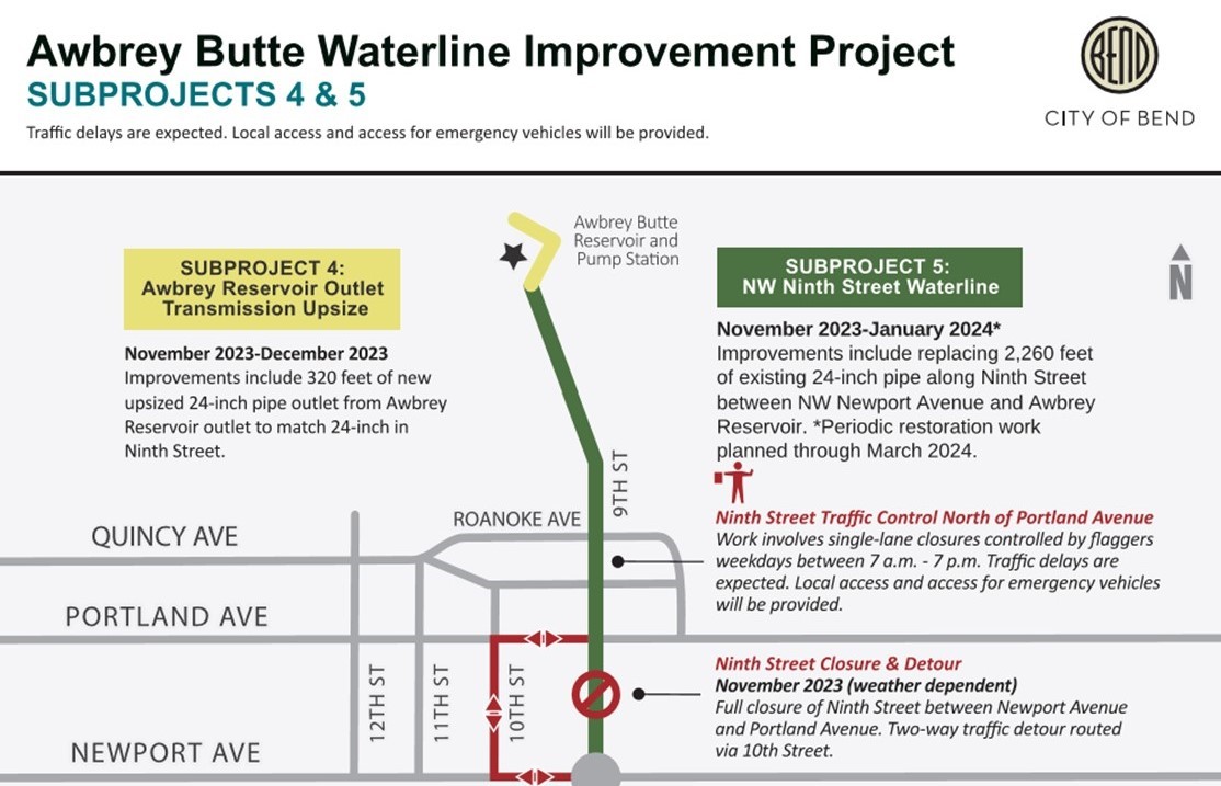 ninth street waterline. traffic delays are expected.