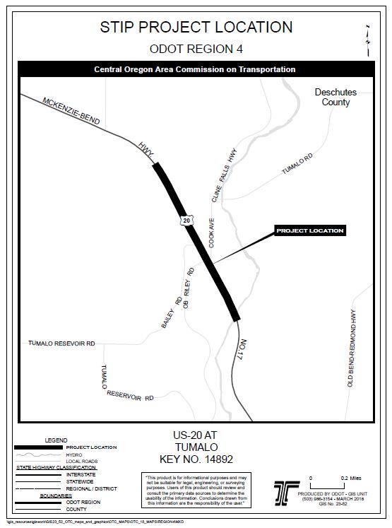 US-20 At Tumalo Project location Map