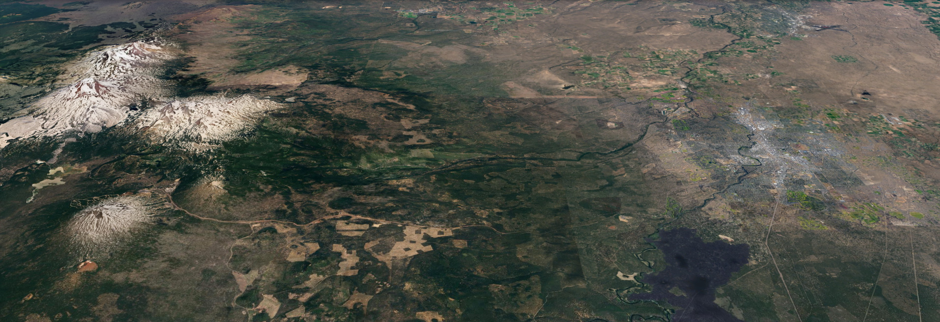 Google Earth view of the region showing all part of Bend's water system.