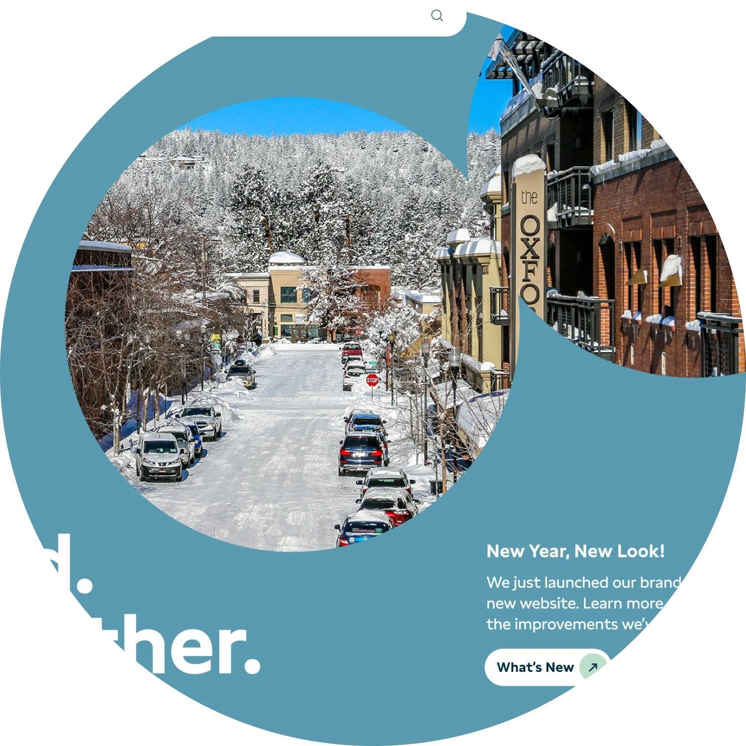 Screenshot showing the circle motif present throughout the site.